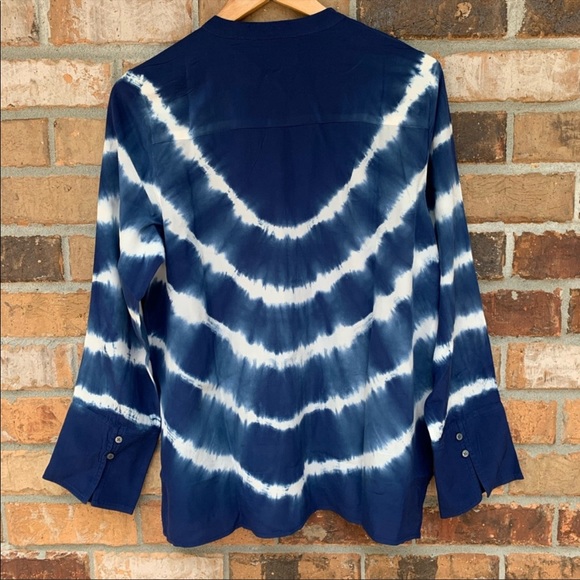 J. Crew Blue Tie-Dye Silk Button Down Shirt - Picture 2 of 14